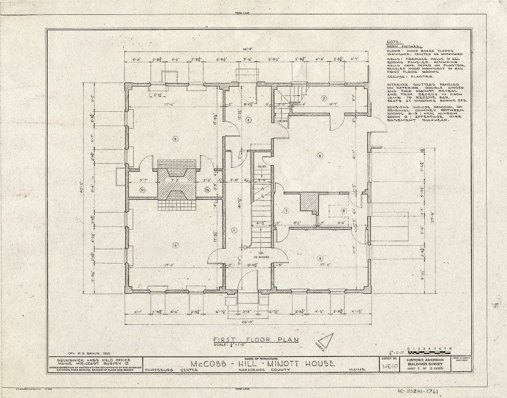 Blueprint HABS ME,12-PHIP,1- (Sheet 2 of 5) - McCobb-Hill-Minott House, Parker Head Road, East of State Route 209, Phippsburg, Sagadahoc County, ME