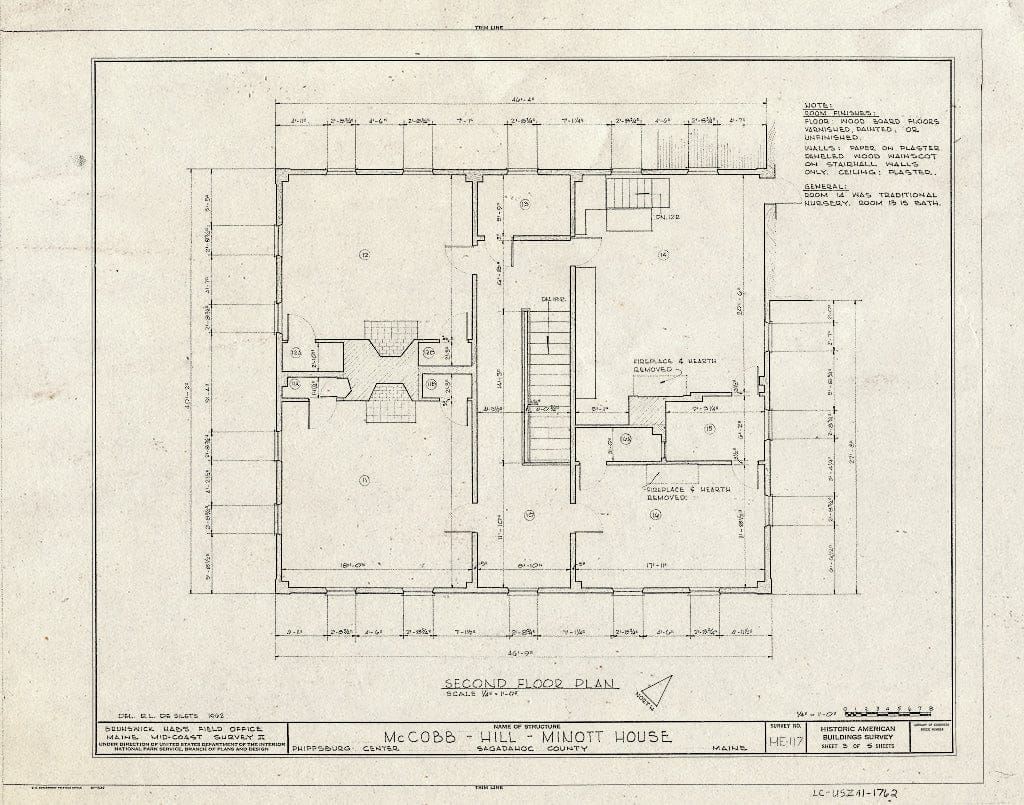 Blueprint HABS ME,12-PHIP,1- (Sheet 3 of 5) - McCobb-Hill-Minott House, Parker Head Road, East of State Route 209, Phippsburg, Sagadahoc County, ME