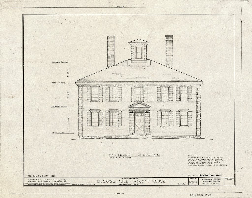 Blueprint HABS ME,12-PHIP,1- (Sheet 4 of 5) - McCobb-Hill-Minott House, Parker Head Road, East of State Route 209, Phippsburg, Sagadahoc County, ME