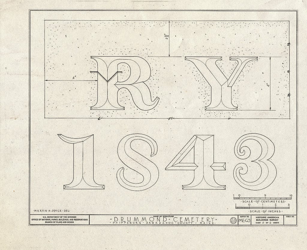 Blueprint HABS ME,12-PHIP.V,1- (Sheet 2 of 2) - Drummond Cemetery, State Routes 209 & 216, Phippsburg, Sagadahoc County, ME