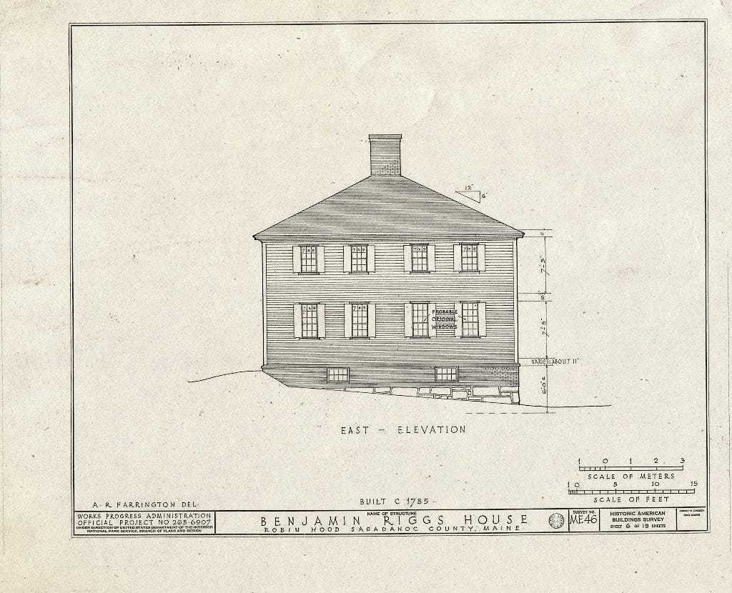 Blueprint HABS ME,12-ROB,1- (Sheet 6 of 19) - Benjamin Riggs House, Riggs Cove, Robinhood, Sagadahoc County, ME