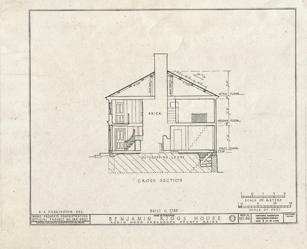 Blueprint HABS ME,12-ROB,1- (Sheet 8 of 19) - Benjamin Riggs House, Riggs Cove, Robinhood, Sagadahoc County, ME