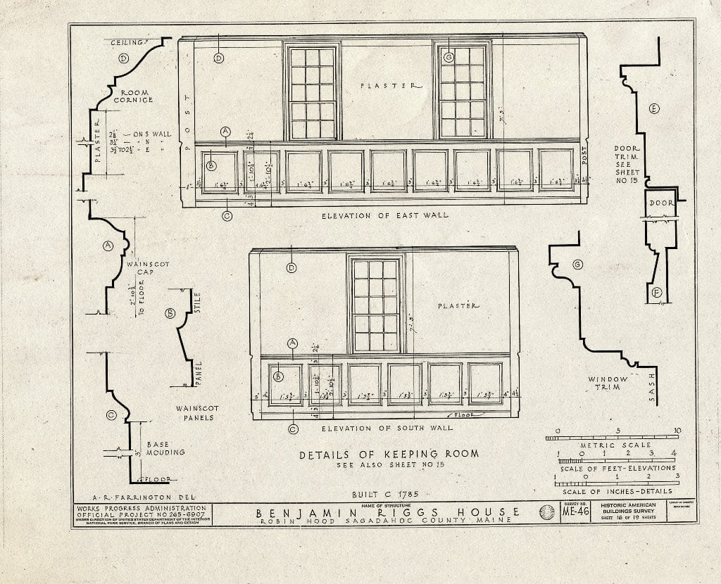 Blueprint HABS ME,12-ROB,1- (Sheet 16 of 19) - Benjamin Riggs House, Riggs Cove, Robinhood, Sagadahoc County, ME