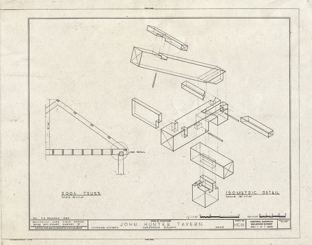 Blueprint HABS ME,12-TOP.V,1- (Sheet 7 of 7) - John Hunter Tavern, Topsham-Bowdoinham Road (State Route 24), Topsham, Sagadahoc County, ME