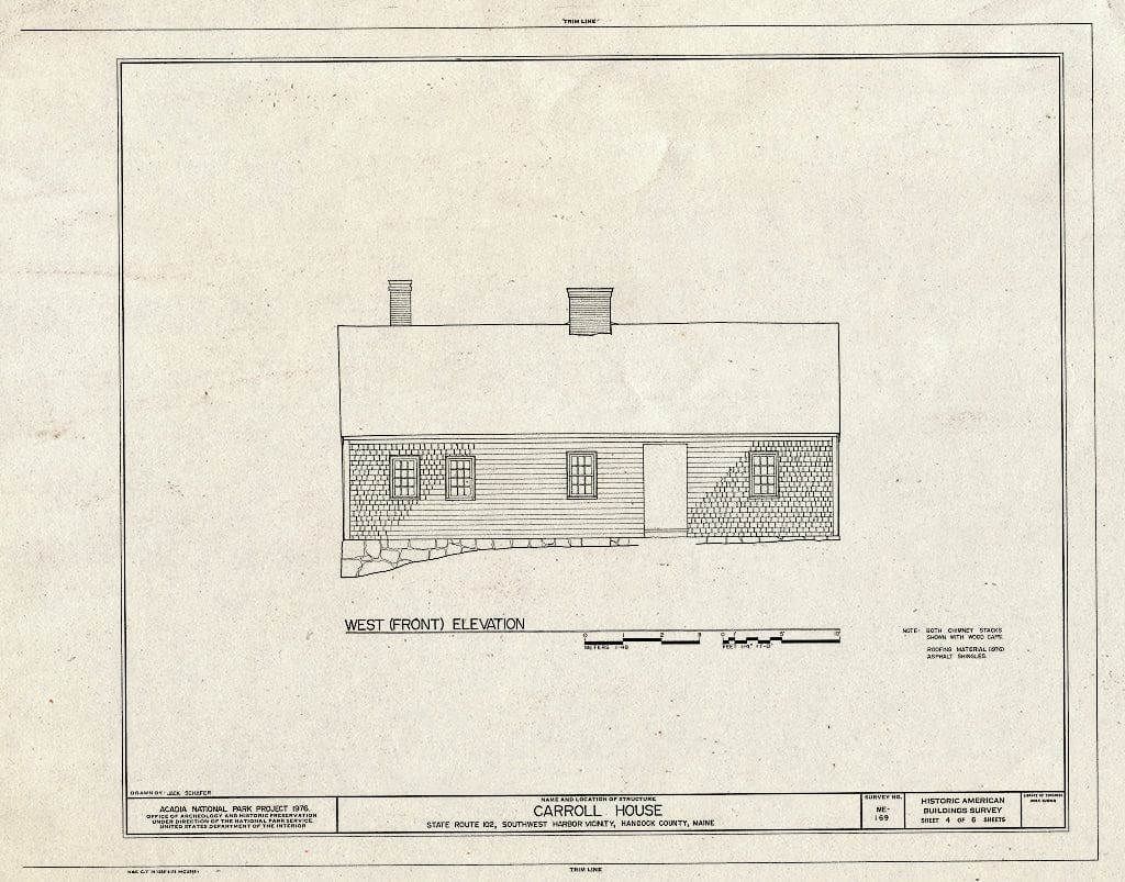 Blueprint HABS ME,5-SOWHA.V,1- (Sheet 4 of 6) - Carroll House, State Route 102, Mount Desert Island, Southwest Harbor, Hancock County, ME