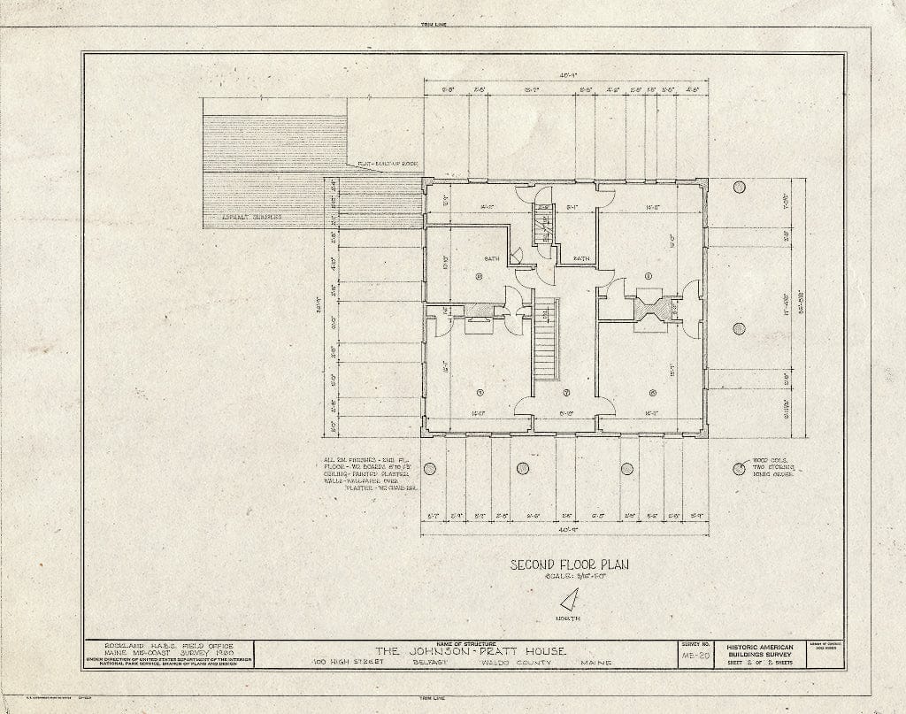 Blueprint HABS ME,14-BELF,5- (Sheet 2 of 2) - Johnson-Pratt House, 100 High Street, Belfast, Waldo County, ME