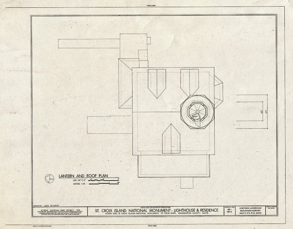 Blueprint HABS ME,15-SACRI,1-A- (Sheet 5 of 9) - St. Croix Island National Monument, Lighthouse & Residence, Bar Harbor, Hancock County, ME