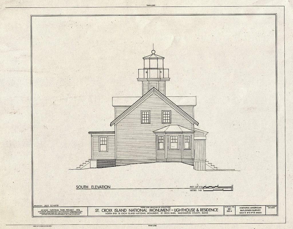 Blueprint HABS ME,15-SACRI,1-A- (Sheet 9 of 9) - St. Croix Island National Monument, Lighthouse & Residence, Bar Harbor, Hancock County, ME