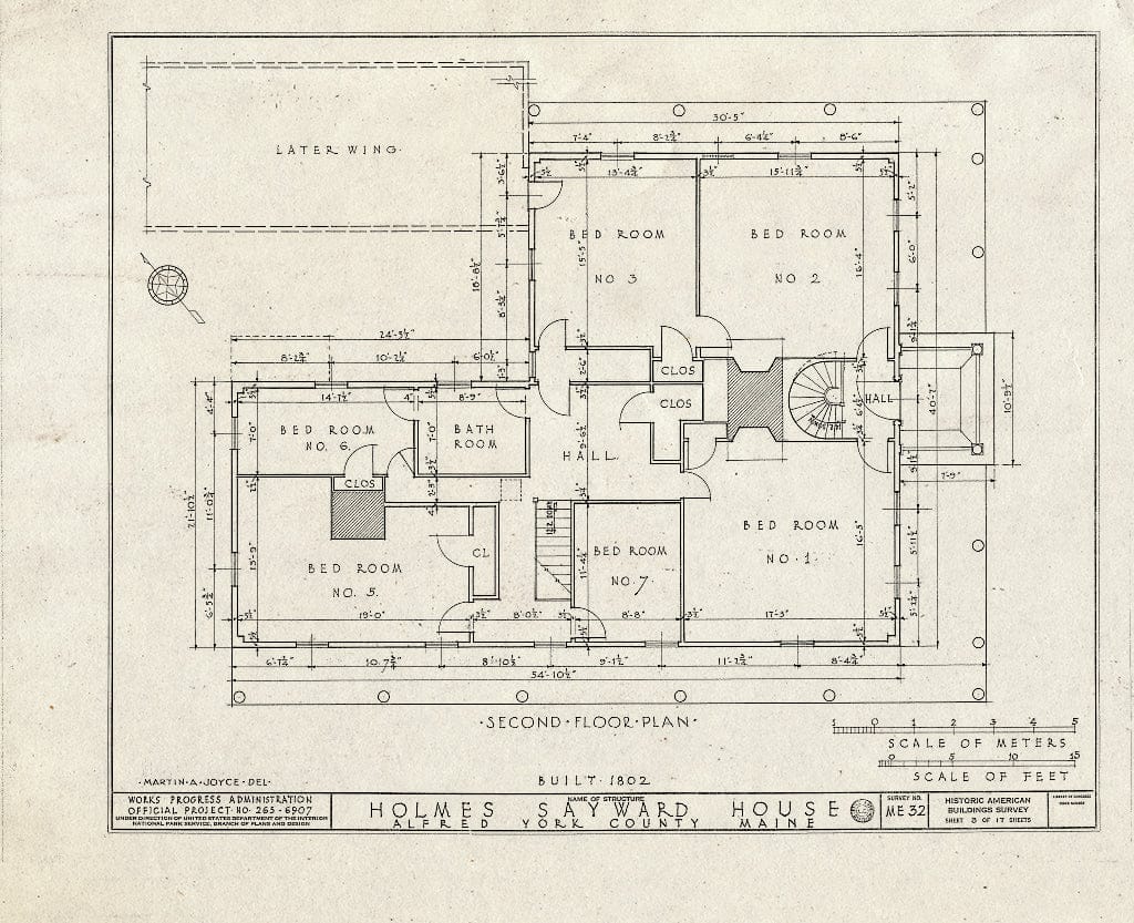 Blueprint HABS ME,16-ALF,1- (Sheet 3 of 17) - Holmes-Sayward House, West Side of U.S. Route 202 (State Route 4), Alfred, York County, ME