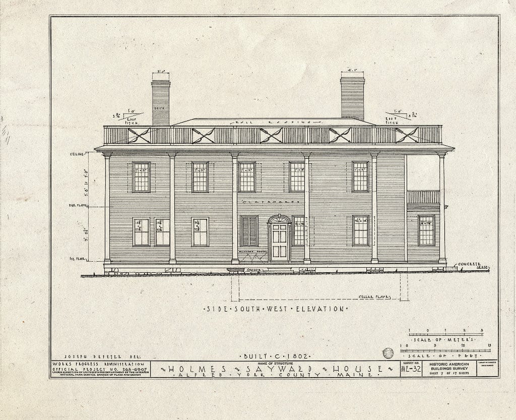Blueprint HABS ME,16-ALF,1- (Sheet 7 of 17) - Holmes-Sayward House, West Side of U.S. Route 202 (State Route 4), Alfred, York County, ME
