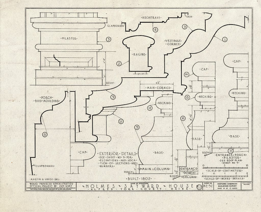Blueprint HABS ME,16-ALF,1- (Sheet 8 of 17) - Holmes-Sayward House, West Side of U.S. Route 202 (State Route 4), Alfred, York County, ME