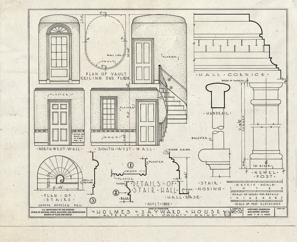 Blueprint HABS ME,16-ALF,1- (Sheet 11 of 17) - Holmes-Sayward House, West Side of U.S. Route 202 (State Route 4), Alfred, York County, ME