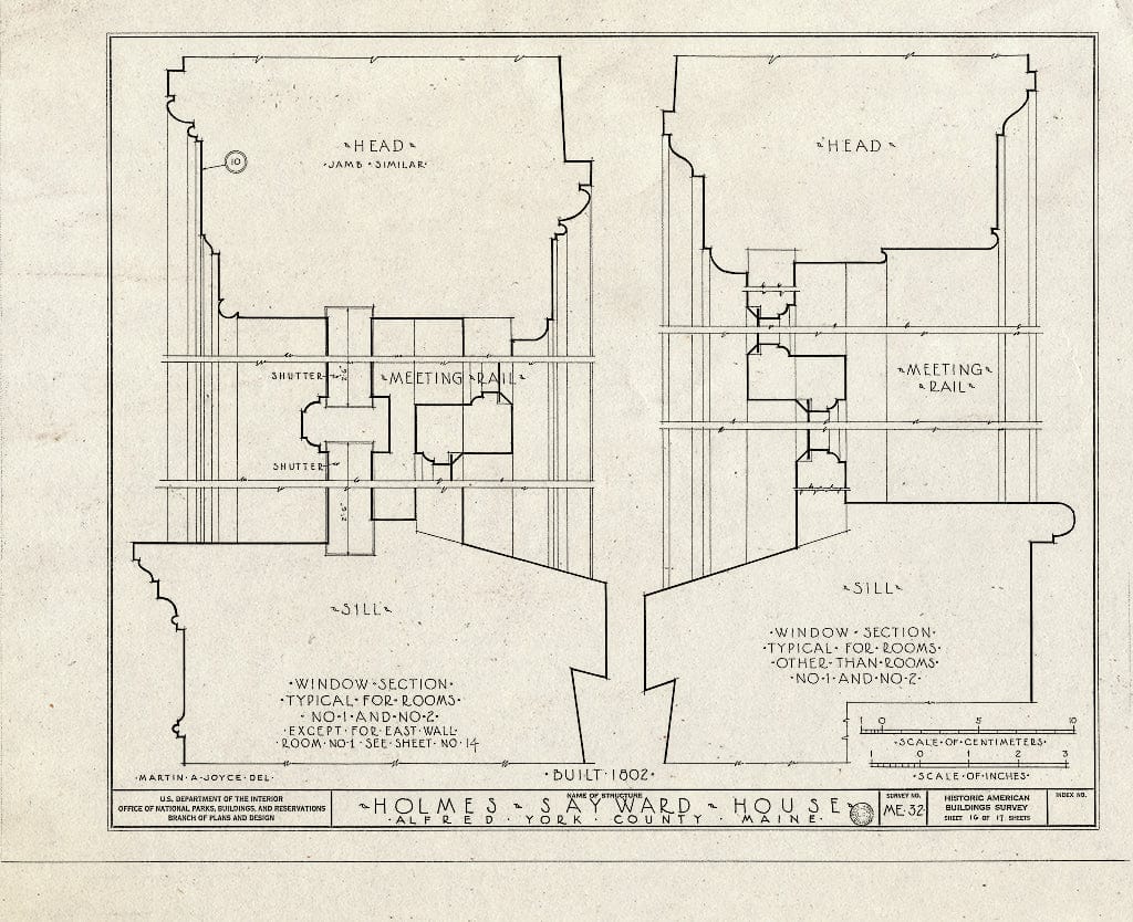 Blueprint HABS ME,16-ALF,1- (Sheet 16 of 17) - Holmes-Sayward House, West Side of U.S. Route 202 (State Route 4), Alfred, York County, ME