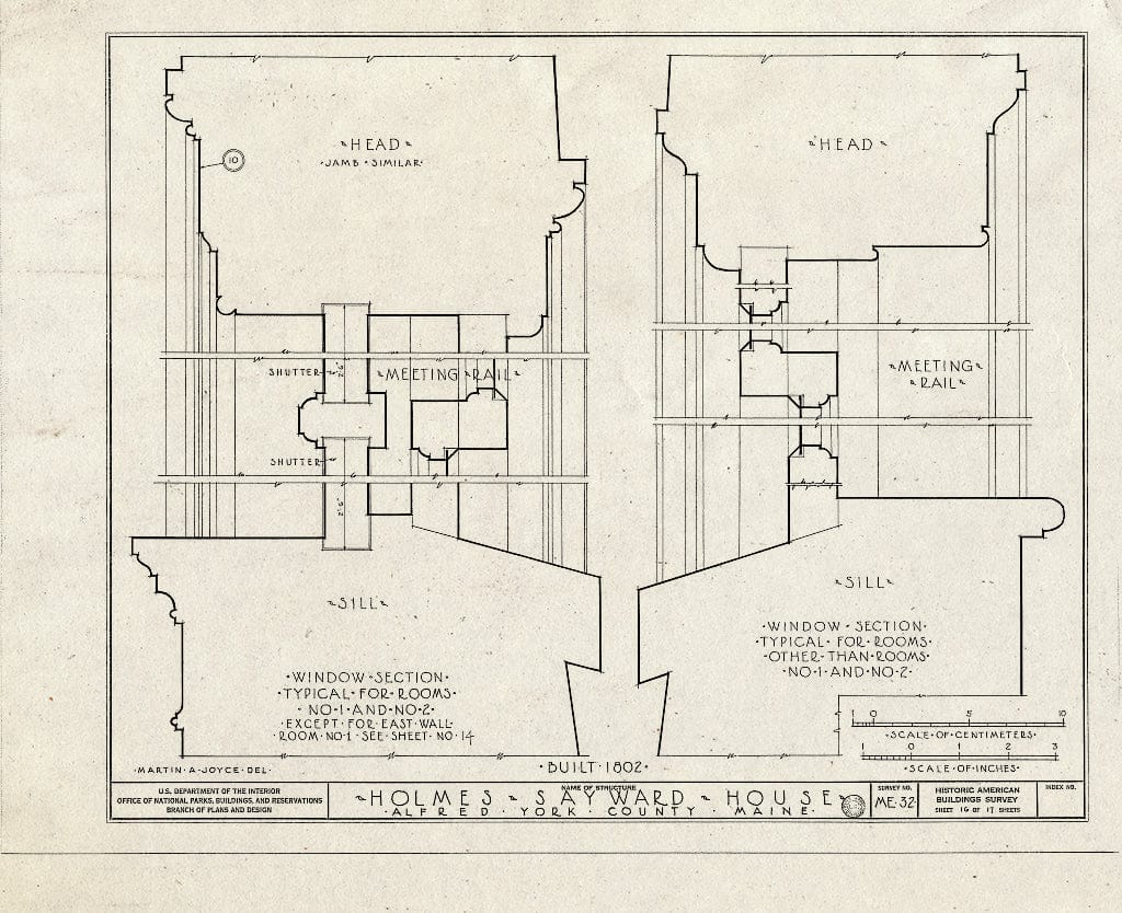 Blueprint HABS ME,16-ALF,1- (Sheet 16 of 17) - Holmes-Sayward House, West Side of U.S. Route 202 (State Route 4), Alfred, York County, ME