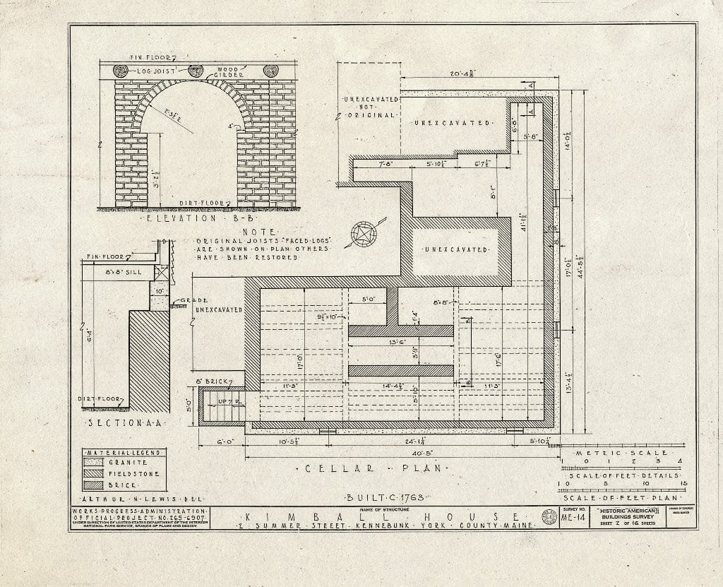Blueprint HABS ME,16-Ken,4- (Sheet 2 of 16) - Kimball House, 2 Summer Street, Kennebunk, York County, ME