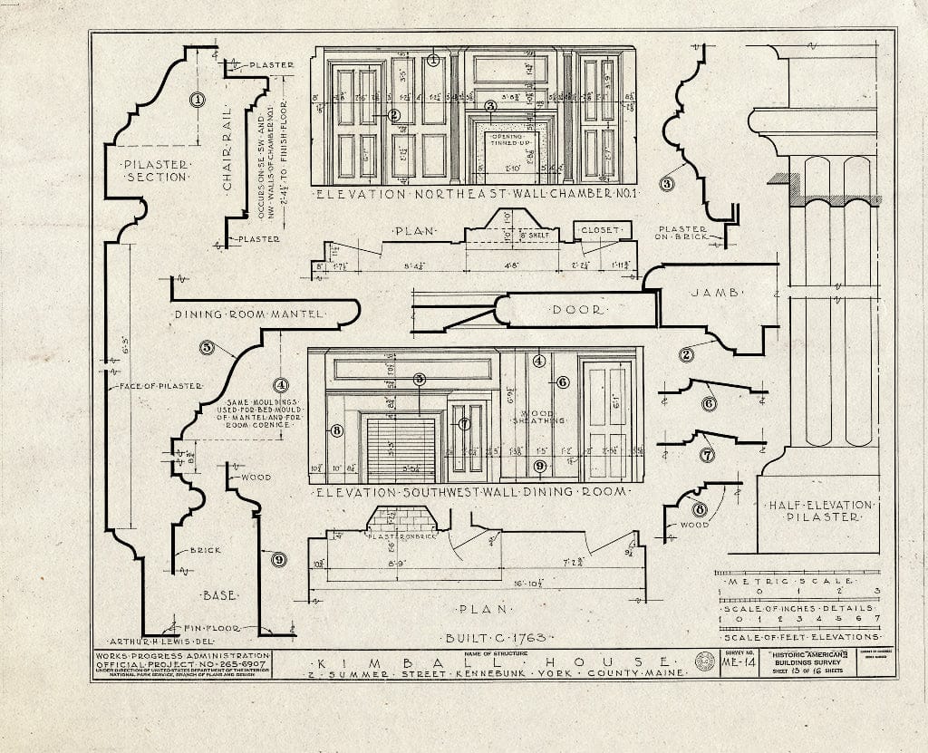 Blueprint HABS ME,16-Ken,4- (Sheet 13 of 16) - Kimball House, 2 Summer Street, Kennebunk, York County, ME