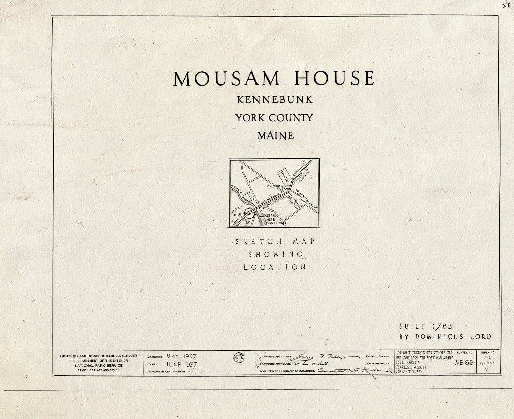 Blueprint HABS ME,16-Ken,3- (Sheet 0 of 1) - Mousam House, U.S. Route 1, Kennebunk, York County, ME