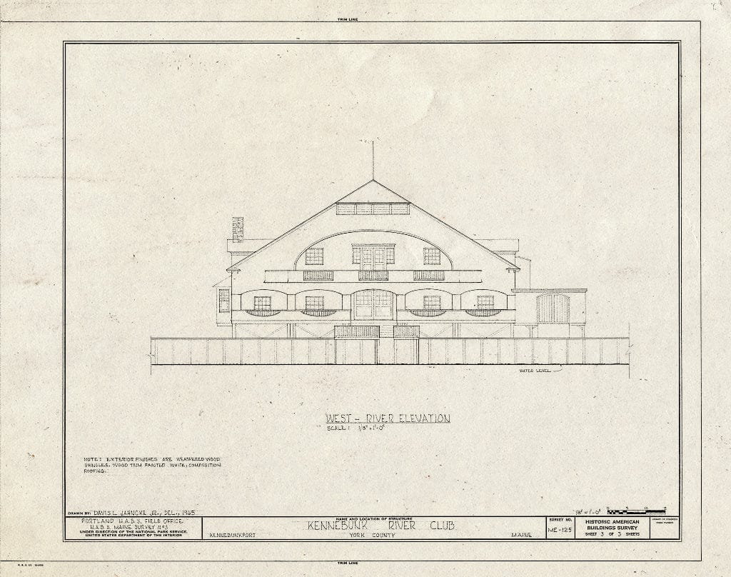Blueprint HABS ME,16-KENP,5- (Sheet 3 of 3) - Kennebunk River Club, West Side of Ocean Avenue, North of Mouth of Kennebunk River, Kennebunkport, York County, ME