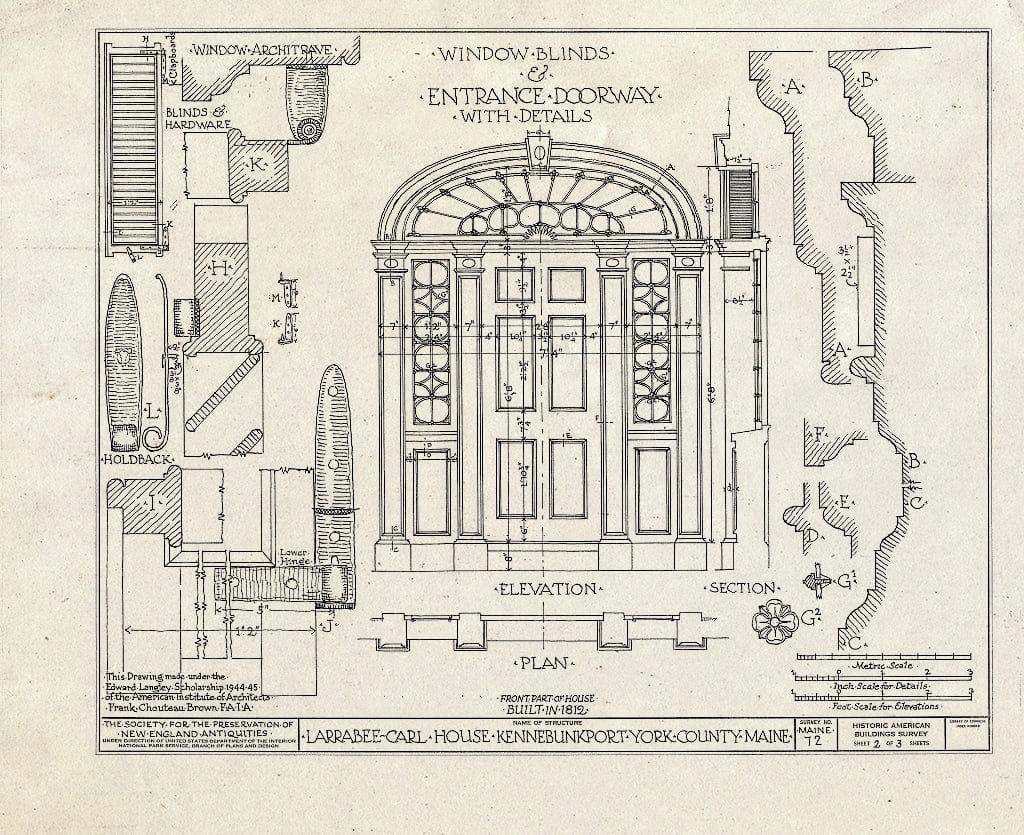 Blueprint HABS ME,16-KENP,4- (Sheet 2 of 3) - Larabee-Carl House, North Street, Kennebunkport, York County, ME