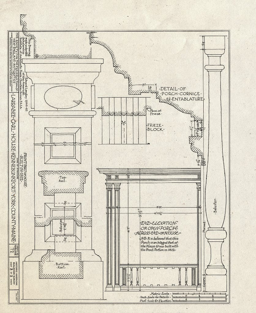 Blueprint HABS ME,16-KENP,4- (Sheet 3 of 3) - Larabee-Carl House, North Street, Kennebunkport, York County, ME