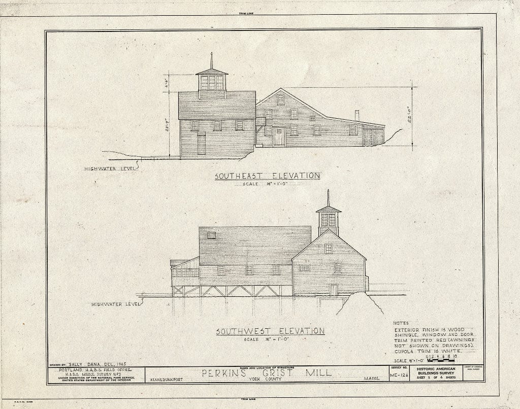 Blueprint HABS ME,16-KENP,6- (Sheet 3 of 4) - Perkins Grist Mill, North Shore of Mill Pond, West of North Street, Kennebunkport, York County, ME