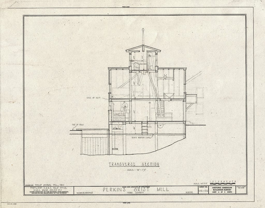 Blueprint HABS ME,16-KENP,6- (Sheet 4 of 4) - Perkins Grist Mill, North Shore of Mill Pond, West of North Street, Kennebunkport, York County, ME