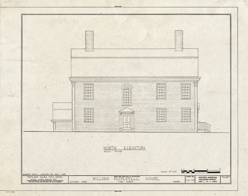 Blueprint HABS ME,16-KITPO,4- (Sheet 7 of 10) - William Pepperrell House, State Route 103, Kittery Point, York County, ME