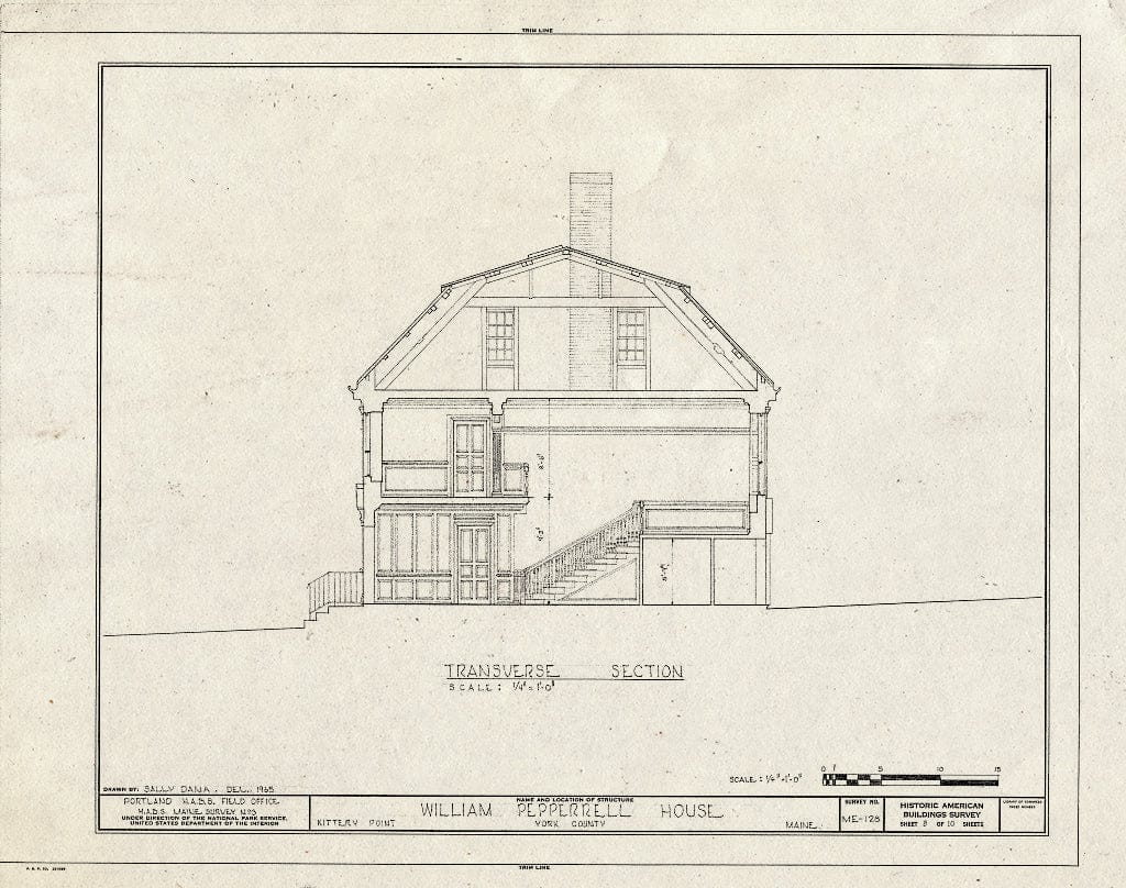 Blueprint HABS ME,16-KITPO,4- (Sheet 8 of 10) - William Pepperrell House, State Route 103, Kittery Point, York County, ME