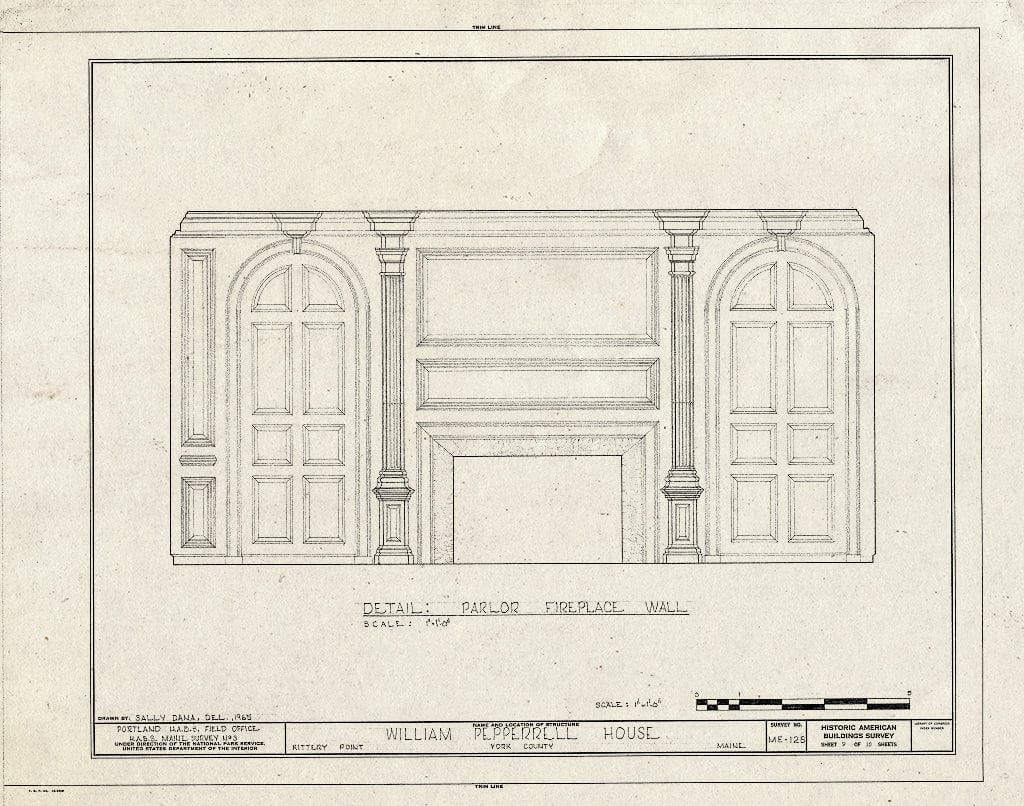 Blueprint HABS ME,16-KITPO,4- (Sheet 9 of 10) - William Pepperrell House, State Route 103, Kittery Point, York County, ME