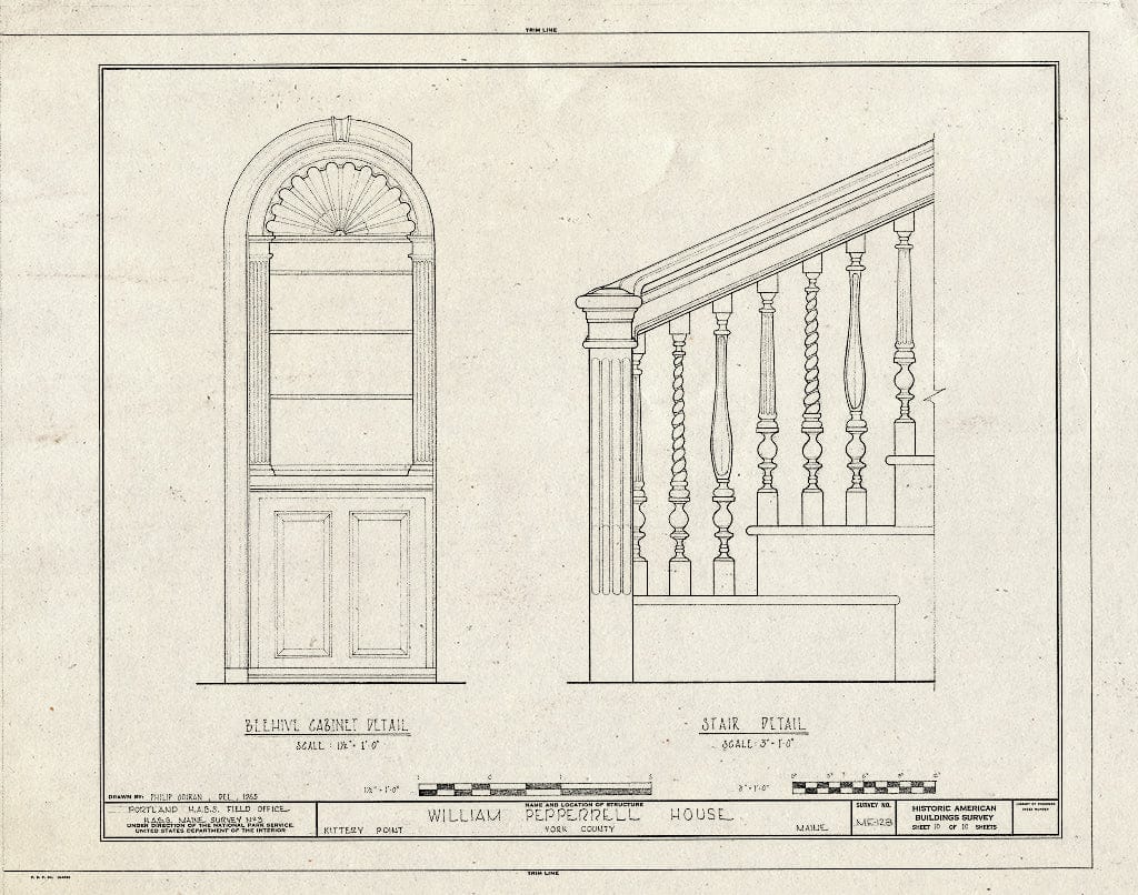Blueprint HABS ME,16-KITPO,4- (Sheet 10 of 10) - William Pepperrell House, State Route 103, Kittery Point, York County, ME