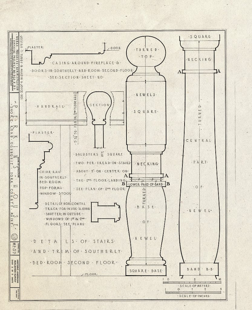 Blueprint HABS ME,16-OGU,1- (Sheet 9 of 9) - Perkins House, Shore Road, Ogunquit, York County, ME