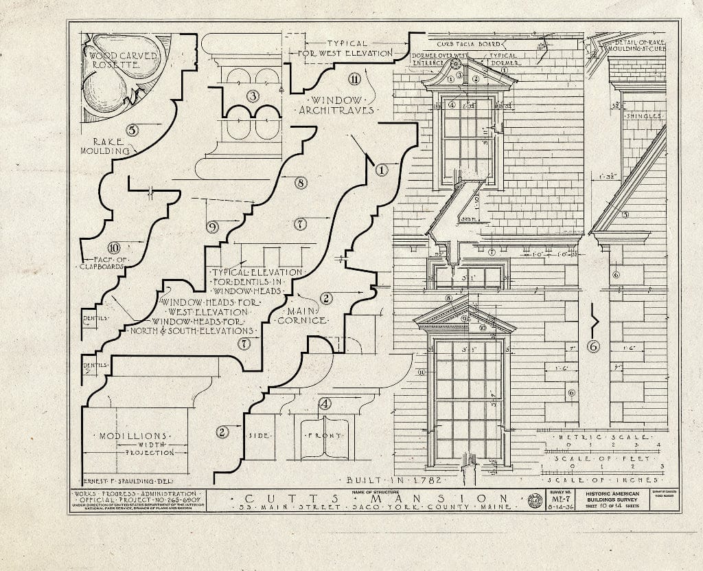 Blueprint HABS ME,16-SACO,2- (Sheet 10 of 14) - Cutts Mansion, 53 Main Street (Moved to York County, Saco, Glen Haven Circle), Saco, York County, ME