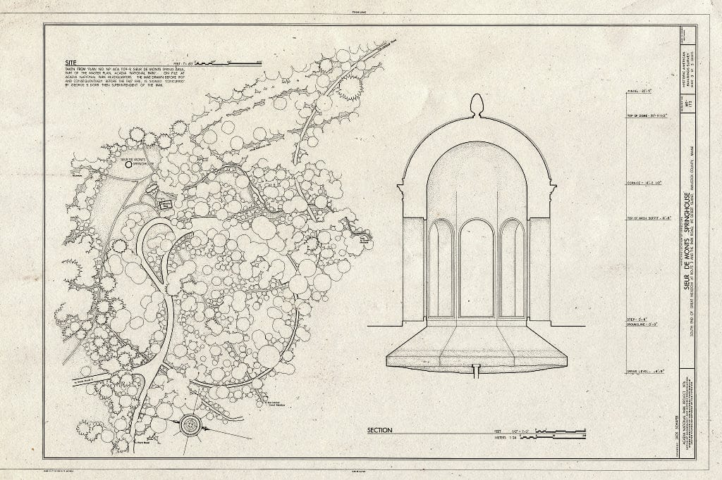 Blueprint HABS ME,5-BAHA.V,1- (Sheet 3 of 3) - Sieur de Monts Springhouse, Route 3 & Park Road, Mount Desert Island, Bar Harbor, Hancock County, ME