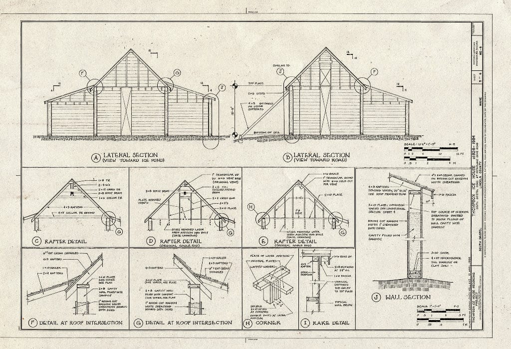 Blueprint HAER ME,8-SOBRI,1- (Sheet 5 of 6) - Thompson Ice House, South Bristol & McFarland Cove Roads, South Bristol, Lincoln County, ME