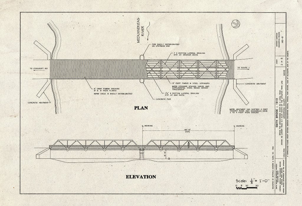 Blueprint HAER ME,2-HOUL,1- (Sheet 2 of 5) - Smith Bridge, Spanning Meduxnekeag River at Lowery Road, 0.3 Mile South of Littleton Town line, Houlton, Aroostook County, ME