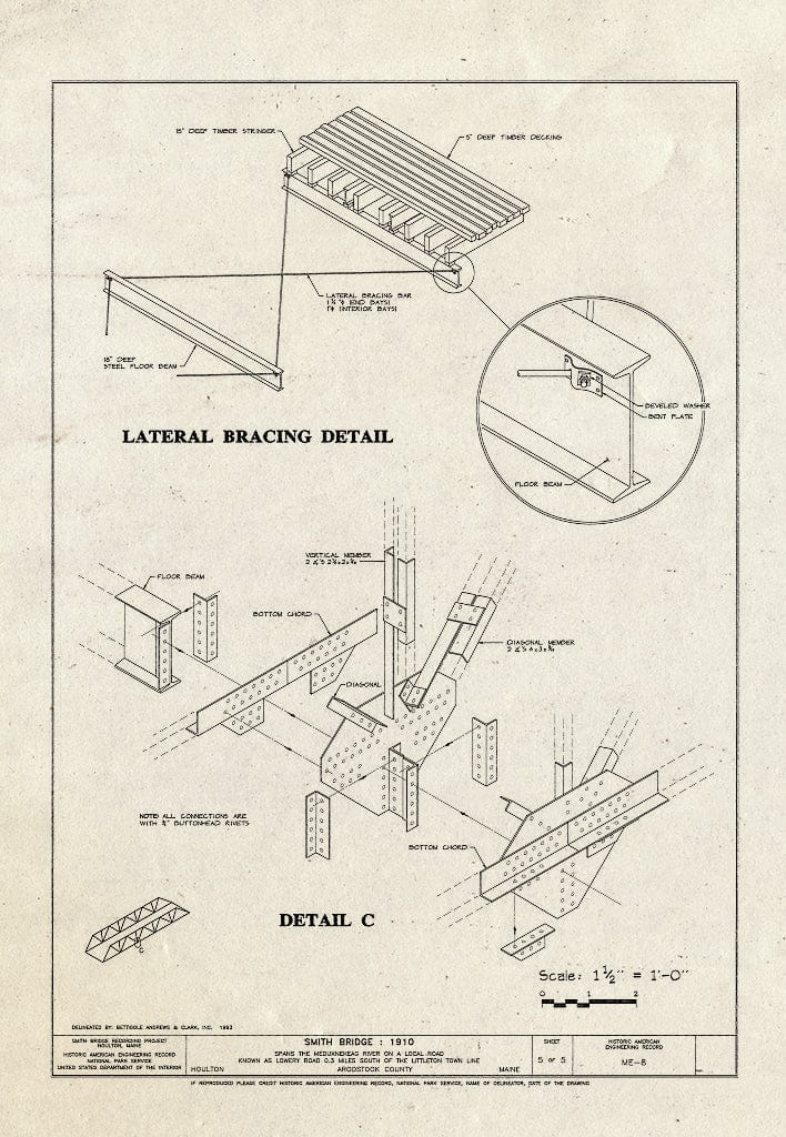 Blueprint HAER ME,2-HOUL,1- (Sheet 5 of 5) - Smith Bridge, Spanning Meduxnekeag River at Lowery Road, 0.3 Mile South of Littleton Town line, Houlton, Aroostook County, ME