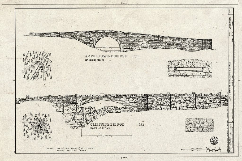 Blueprint HAER ME,5-BAHA.V,3- (Sheet 13 of 19) - Acadia National Park Roads & Bridges, Mount Desert Island, Bar Harbor, Hancock County, ME