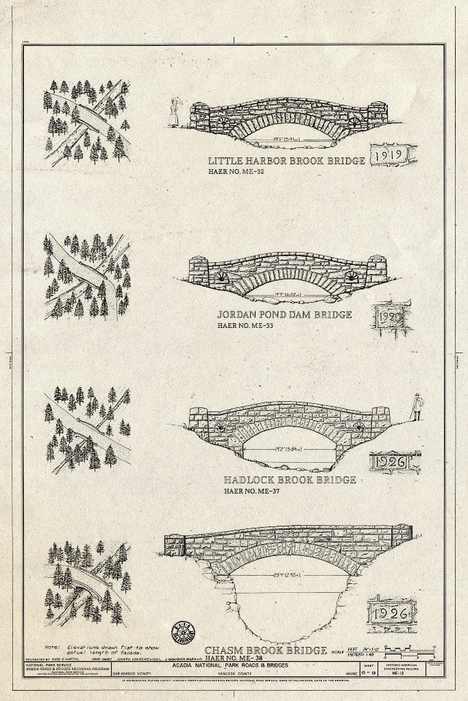 Blueprint HAER ME,5-BAHA.V,3- (Sheet 15 of 19) - Acadia National Park Roads & Bridges, Mount Desert Island, Bar Harbor, Hancock County, ME