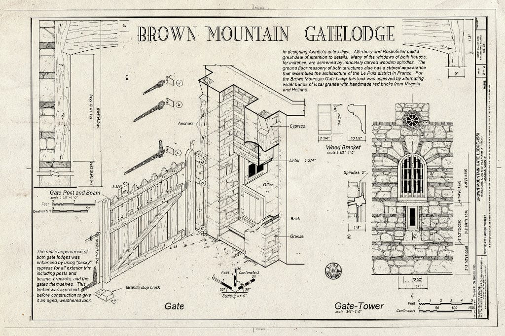 Blueprint HAER ME,5-NORHA.V,1- (Sheet 2 of 2) - Brown Mountain Gate Lodge, Maine Route 3, 1/2 Mile North of Asticou, Northeast Harbor, Hancock County, ME