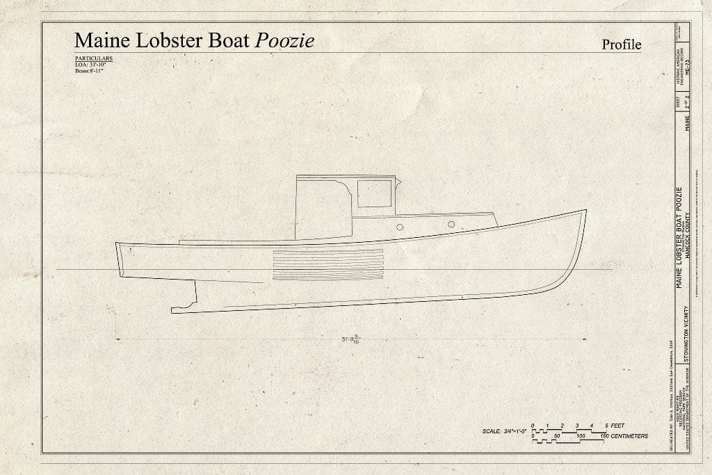 Blueprint Profile - Maine Lobster Boat Poozie, Stonington Marina, Stonington, Hancock County, ME