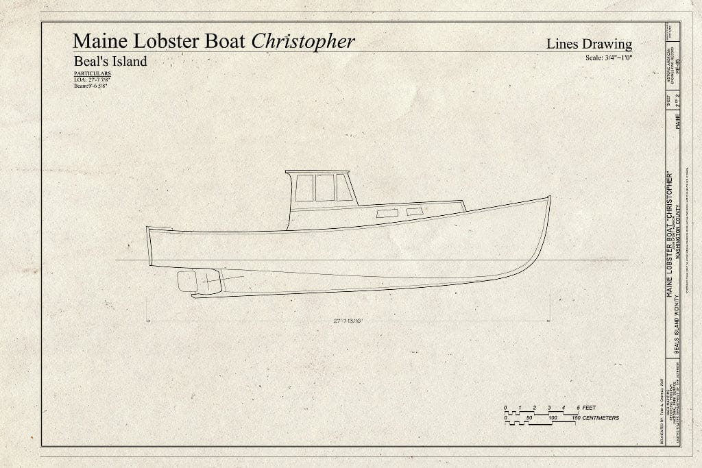 Blueprint Profile - Maine Lobster Boat Christopher, Jonesport Harbor, Beals Island, Washington County, ME