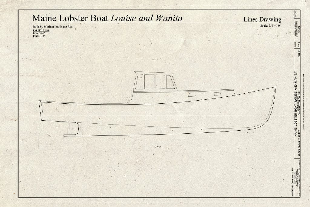 Blueprint Profile - Maine Lobster Boat Louise and Wanita, Beals Island, Washington County, ME