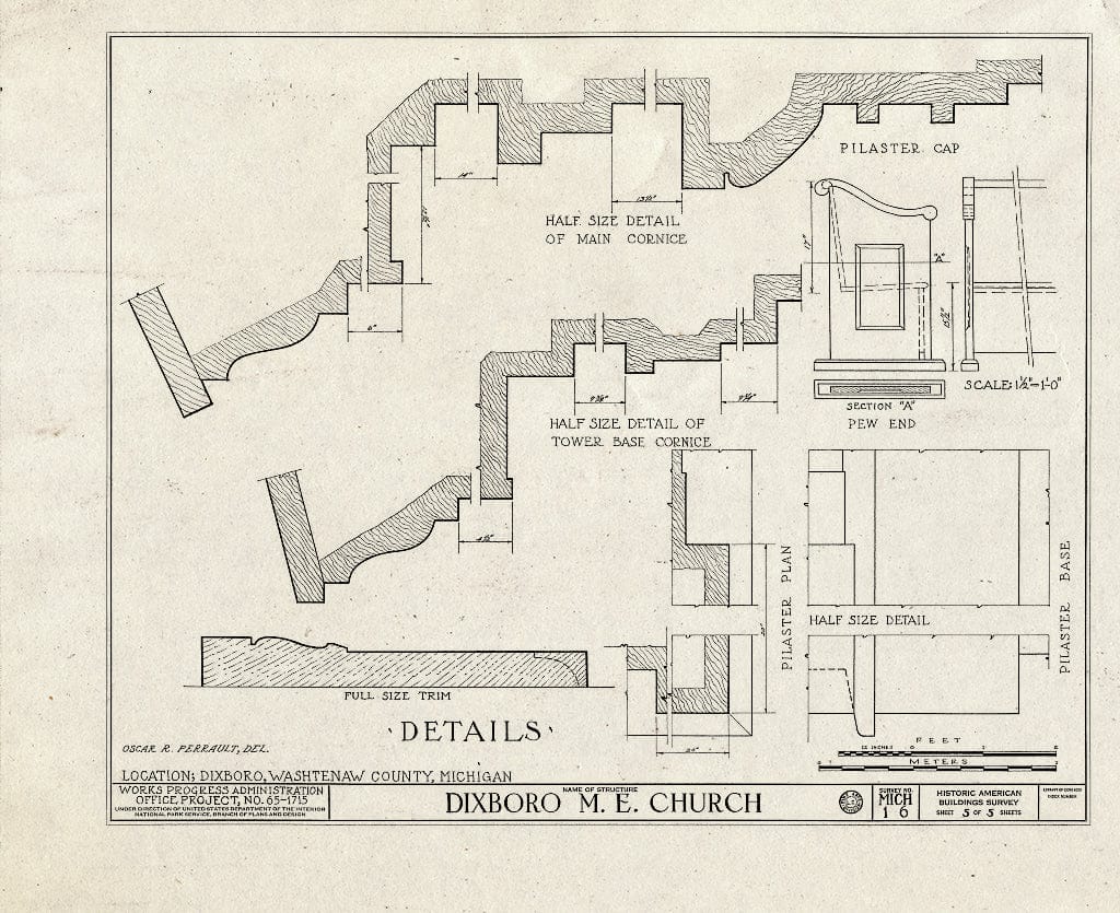 Blueprint HABS MICH,81-DIXBO,1- (Sheet 5 of 5) - Methodist Episcopal Church, Plymouth Road, Dixboro, Washtenaw County, MI