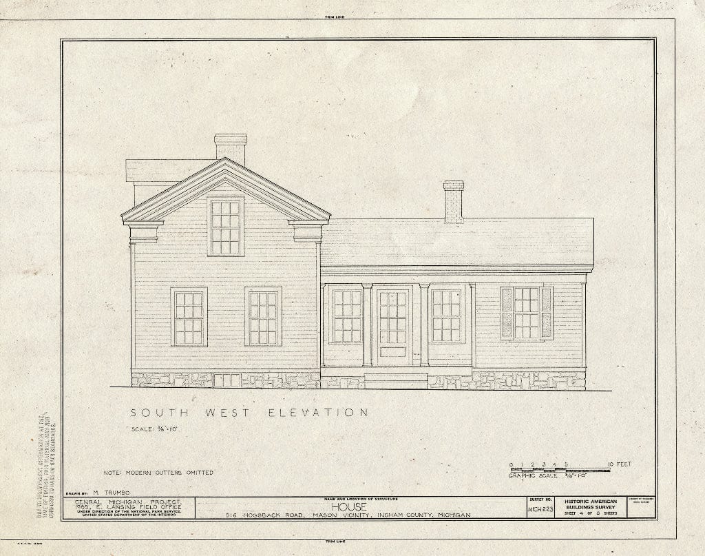 Blueprint HABS MICH,33-MAS.V,1- (Sheet 4 of 5) - 516 Hogsback Road (House), Mason, Ingham County, MI