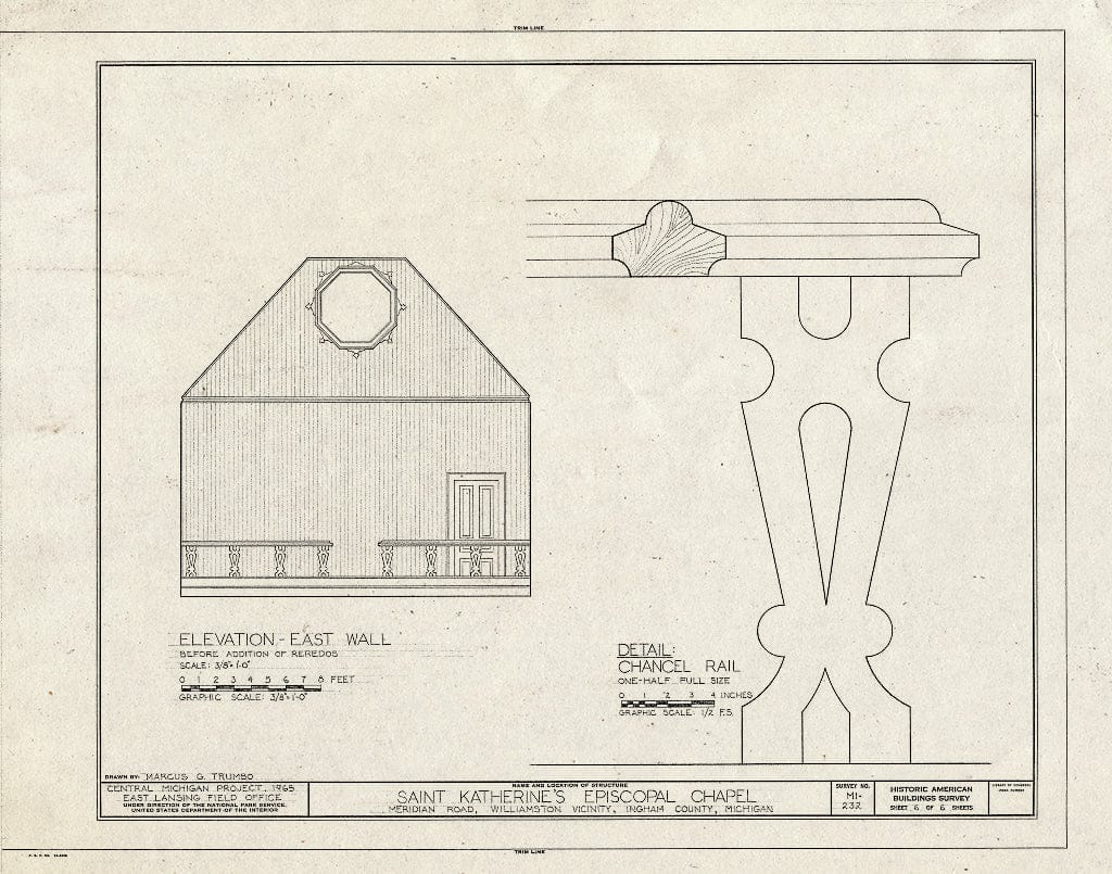 Blueprint HABS MICH,33-WILTO,1- (Sheet 6 of 6) - St. Katherine's Episcopal Chapel, 4650 Meridian Road, Williamston, Ingham County, MI