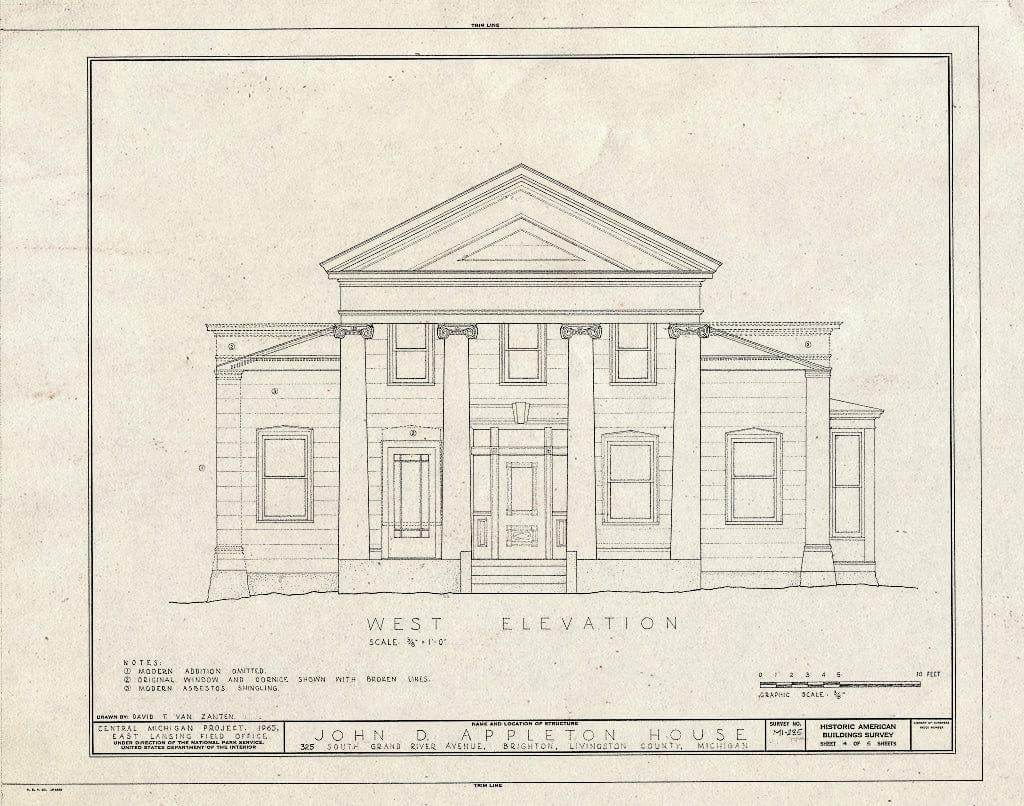 Blueprint HABS MICH,47-BRIG,1- (Sheet 4 of 6) - John D. Appleton House, 325 South Grand River Avenue, Brighton, Livingston County, MI