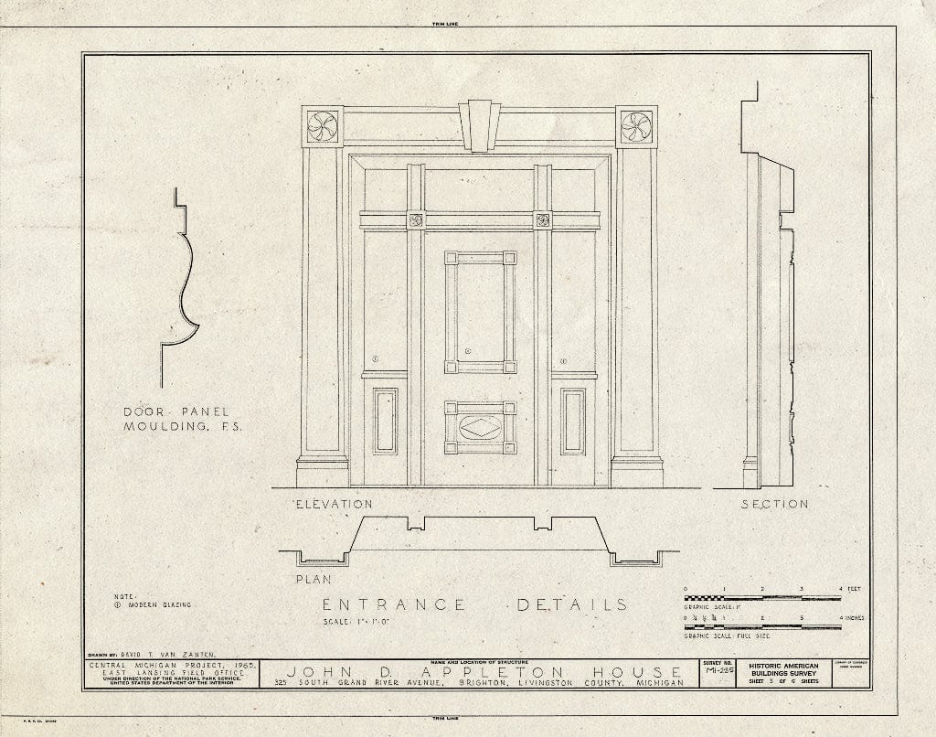 Blueprint HABS MICH,47-BRIG,1- (Sheet 5 of 6) - John D. Appleton House, 325 South Grand River Avenue, Brighton, Livingston County, MI