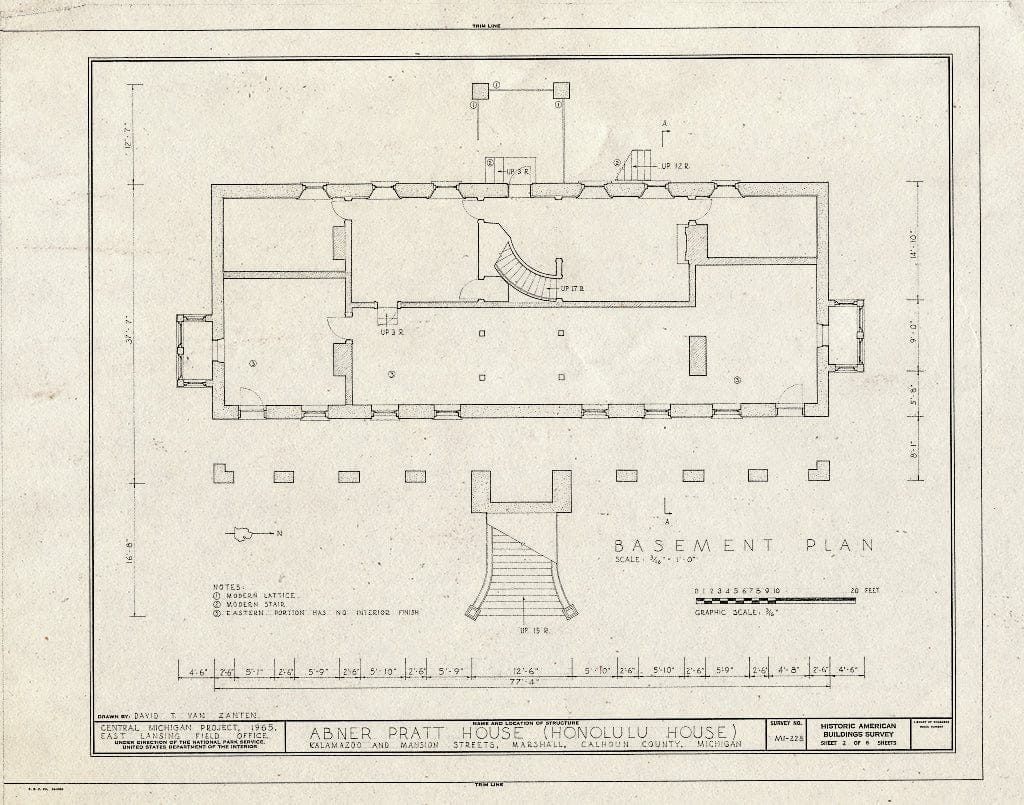 Blueprint HABS MICH,13-Marsh,13- (Sheet 2 of 8) - Abner Pratt House, 107 North Kalamazoo Avenue, Marshall, Calhoun County, MI