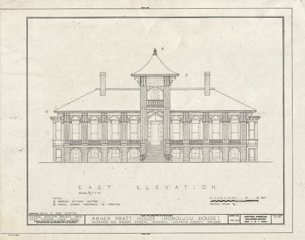 Blueprint HABS MICH,13-Marsh,13- (Sheet 4 of 8) - Abner Pratt House, 107 North Kalamazoo Avenue, Marshall, Calhoun County, MI