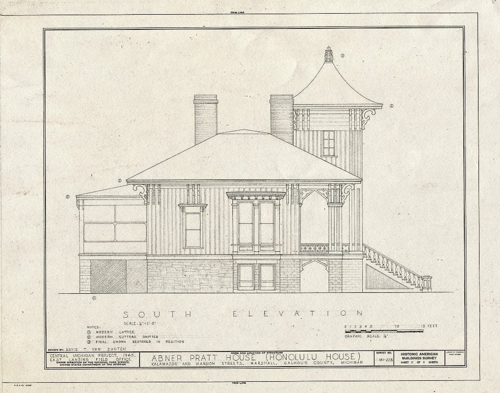 Blueprint HABS MICH,13-Marsh,13- (Sheet 5 of 8) - Abner Pratt House, 107 North Kalamazoo Avenue, Marshall, Calhoun County, MI